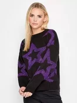 PixieGirl Petite Tinsel Star Jumper, Black, Size 12-14, Women
