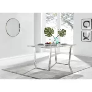 Furniturebox Kylo 160cm Large White Marble Effect Rectangular Dining Table