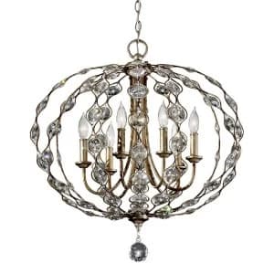6 Light Chandelier Polished Silver Finish, E14