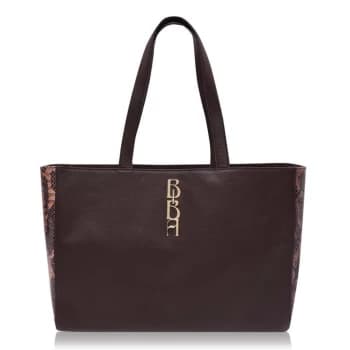 Biba Leather Tote Bag With Pouch - Brown Snake