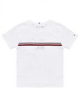Tommy Hilfiger Girls Short Sleeve Flag Tape T-Shirt - White
