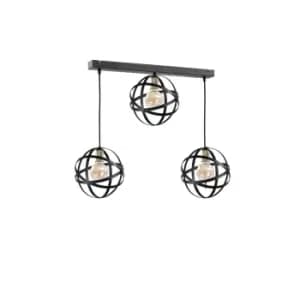 Pola Bar Pendant Ceiling Light Black, Gold, 65cm, 3x E27