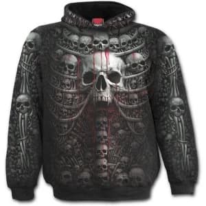 Death Ribs Allover Mens Large Hoodie - Black