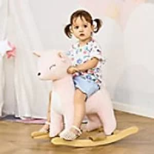 Homcom Kids Plush Ride-On Rocking Horse Deer-shaped Toy with Rocker
