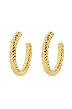 Rope Pattern Open Hoop Earrings with Yellow Gold Plating