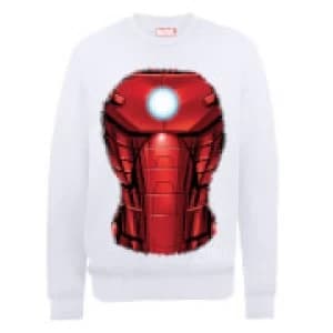 Marvel Avengers Assemble Iron Man Chest Burst Sweatshirt - White - XXL