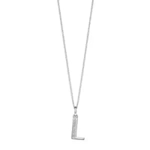 Sterling Silver Art Deco Initial 'L' Pendant with Cubic Zirconia Stone Detail