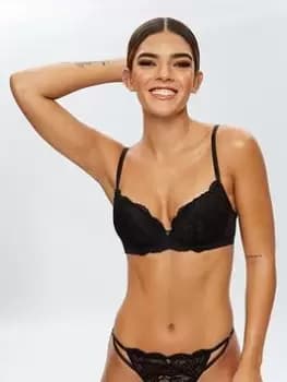 Ann Summers Bras Sexy Lace Planet Plunge Bra, Black, Size 30B, Women