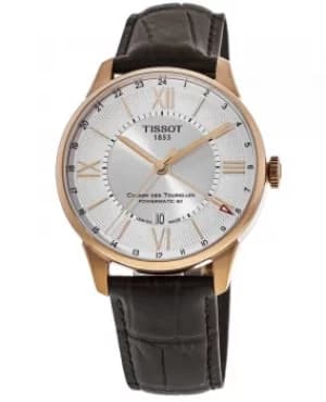 Tissot Chemin Des Tourelles Powermatic 80 Rose Gold PVD Brown Leather Strap Mens Watch T099.429.36.038.00 T099.429.36.038.00