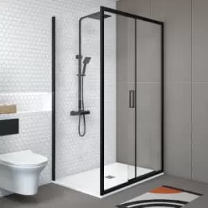 1000x700mm Black Rectangular Sliding Shower Enclosure - Pavo