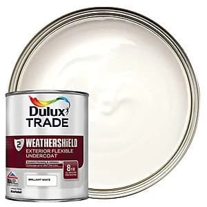Dulux Trade Weathershield Exterior Flexible Undercoat Paint - Brilliant White 1L