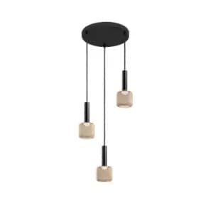 Sincro Dimmable 3 Light Cluster Pendant Ceiling Light Matt Black, Gold 3000K 1350Lm
