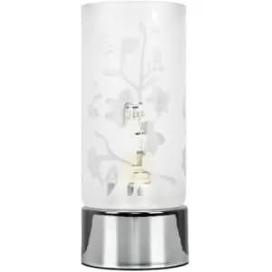 Minisun - Chrome Touch Dimmer Table Lamp Glass Shade Bedside Lounge