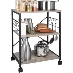 VEVOR Kitchen Baker's Rack, 3-Tier Industrial Microwave Stand with Hutch & 8 S-Shaped Hooks, Multifunctional Coffee Station Organizer with Utility Sto