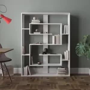Decorotika Esteban Geometric Bookcase, Shelving Unit ,Display Shelf , Freestanding Decorotive Storage Shelving- White - White