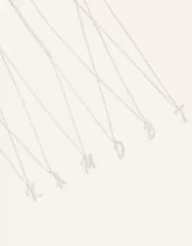 Accessorize Womens Sterling Silver-Plated Initial Pendant Necklace White, Size: A