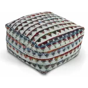 Cream Chindi Design Bean Filled Pouffe Large 60 x 60 x 30cm - Multi Cream - Homescapes