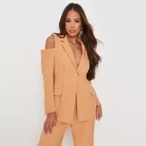 Missguided Petite Draped Cut Out Shoulder Blazer - Orange