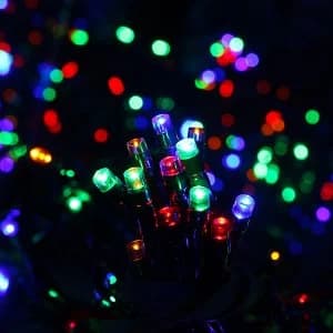 Kingfisher 200 Solar-Powered Multi-Coloured LED String Lights - 21.7m
