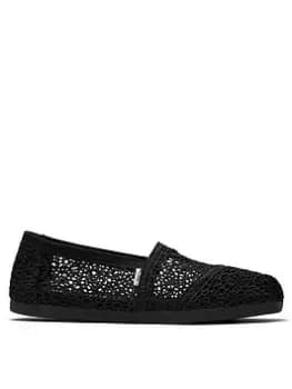 TOMS Alpagata Moroccan Crochet Espadrille - Black, Size 7, Women