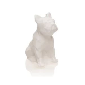 White Low Poly Bulldog Candle