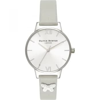 Embellished Strap Silver & Steel Grey Watch