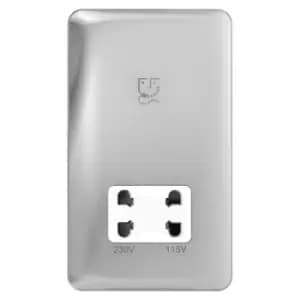 Schneider Electric Lisse Screwless Deco - Shaver Socket, Dual Voltage, 115/230V, GGBL7090WPCS, Polished Chrome with White Insert