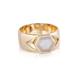 Rings 18ct Gold Plate Beloved Bold Moonstone Band Ring 18ct Gold Plate