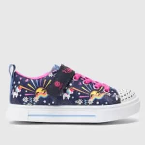 SKECHERS Navy Twinkle Sparks Girls Junior Trainers