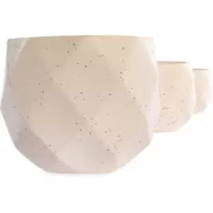 Geometric Plant Pots - Set of 3 White M&W - White