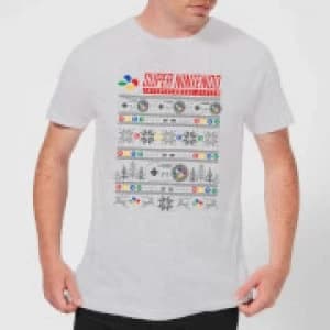 Nintendo SNES Pattern Mens Christmas T-Shirt - Grey - 3XL