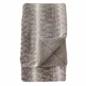 Crossland Grove Stripe Faux Fur Throw Natural 1400x1800mm