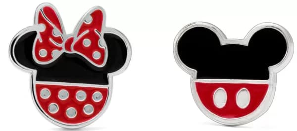 Mickey Mouse Mickey and Minnie Ear Stud silver coloured
