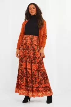 Autumn Days Floral Boho Skirt