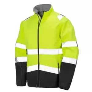 Result Safeguard Mens Printable Safety Softshell Jacket (3XL) (Fluorescent Yellow/Black)