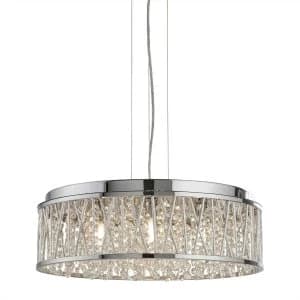 7 Light Ceiling Pendant Chrome with Glass Crystals, G9