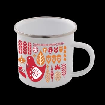 Colourful Scandi Enamel Mug - White