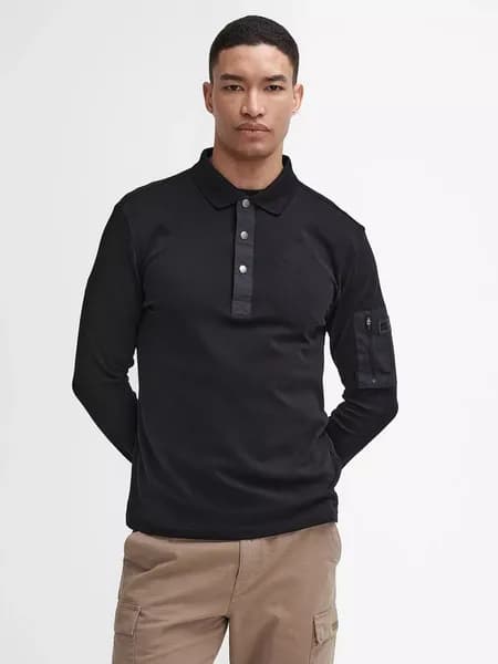 Barbour International Bradley Snap Polo Shirt - M Black Tops male MML1424BK11 M