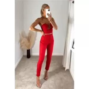 I Saw It First Red Cup Detail Plunge Crop Top - Red