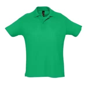 SOLS Mens Summer II Pique Short Sleeve Polo Shirt (L) (Kelly Green)
