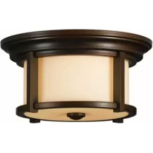 Loops - Outdoor IP44 2 Bulb Flush Light Heritage Bronze LED E27 60W
