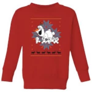Disney Frozen Olaf and Snowmen Kids Christmas Sweatshirt - Red - 11-12 Years