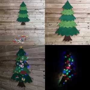 Samuel Alexander - 1.3m 33pcs diy Felt Christmas Tree with Hook & Loop Decorations and 50 Multicoloured LEDs