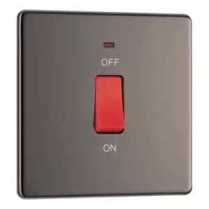 BG Nexus Flatplate Screwless Black Nickel Double Pole 45A Cooker Switch with Neon Indicator - FBN74