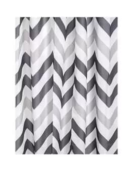 Croydex 2 Tone Grey Chevron Shower Curtain