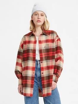Levis Remi Recycled Fabric Check Utility Shirt - Red, Red Size XL Women