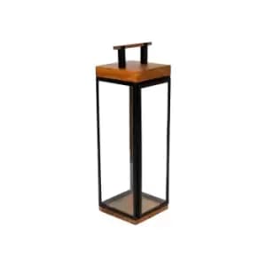 Ivyline Grace Tall Lantern H: 58 x W: 20 Cm - Acacia Wood And Black