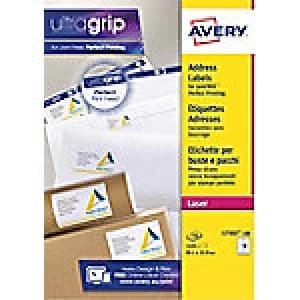 AVERY Address Labels L7162-100 UltraGrip White Self Adhesive A4 99.1 x 33.9mm 100 Sheets of 16 Labels
