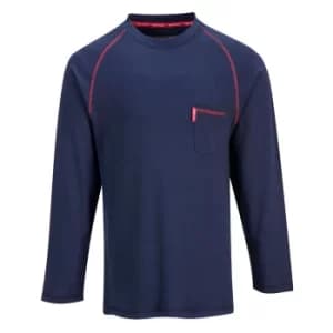 Biz Flame Mens Long Sleeve Flame Resistant T Shirt Navy 2XL