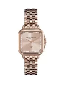 Olivia Burton 28mm Grosvenor Soft Blush & Carnation Gold Bracelet Watch, Rose Gold, Women